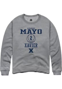 Aizhanique Mayo  Rally Xavier Musketeers Mens Graphite NIL Sport Icon Long Sleeve Crew Sweatshir..