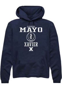 Aizhanique Mayo  Rally Xavier Musketeers Mens Navy Blue NIL Sport Icon Long Sleeve Hoodie