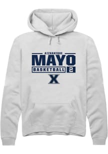 Aizhanique Mayo  Rally Xavier Musketeers Mens White NIL Stacked Box Long Sleeve Hoodie