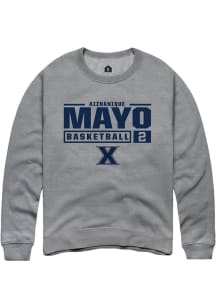 Aizhanique Mayo  Rally Xavier Musketeers Mens Graphite NIL Stacked Box Long Sleeve Crew Sweatshi..