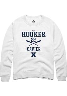 Jake Hooker  Rally Xavier Musketeers Mens White NIL Sport Icon Long Sleeve Crew Sweatshirt