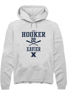 Jake Hooker  Rally Xavier Musketeers Mens White NIL Sport Icon Long Sleeve Hoodie