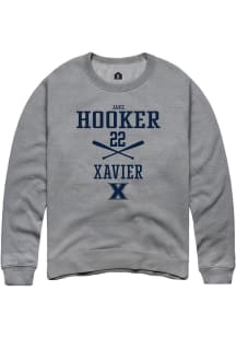 Jake Hooker  Rally Xavier Musketeers Mens Grey NIL Sport Icon Long Sleeve Crew Sweatshirt