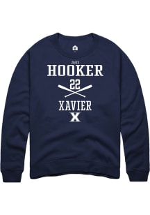 Jake Hooker  Rally Xavier Musketeers Mens Navy Blue NIL Sport Icon Long Sleeve Crew Sweatshirt