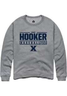 Jake Hooker  Rally Xavier Musketeers Mens Grey NIL Stacked Box Long Sleeve Crew Sweatshirt