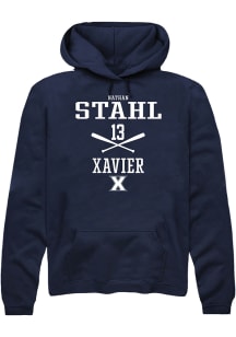 Nathan Stahl  Rally Xavier Musketeers Mens Navy Blue NIL Sport Icon Long Sleeve Hoodie