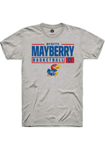 Wyvette Mayberry  Kansas Jayhawks Ash Rally NIL Stacked Box Short Sleeve T Shirt