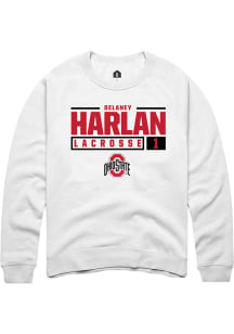 Delaney Harlan Rally Mens White Ohio State Buckeyes NIL Stacked Box Crew Sweatshirt