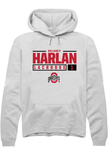 Delaney Harlan Rally Mens White Ohio State Buckeyes NIL Stacked Box Hooded Sweatshirt