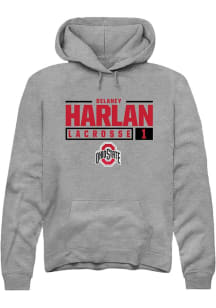 Delaney Harlan Rally Mens Graphite Ohio State Buckeyes NIL Stacked Box Hooded Sweatshirt