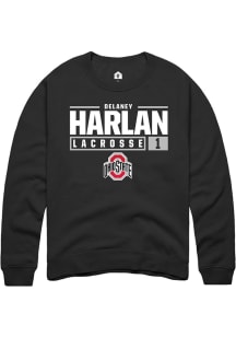 Delaney Harlan Rally Mens Black Ohio State Buckeyes NIL Stacked Box Crew Sweatshirt