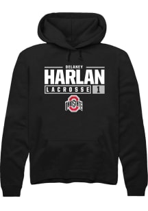 Delaney Harlan Rally Mens Black Ohio State Buckeyes NIL Stacked Box Hooded Sweatshirt