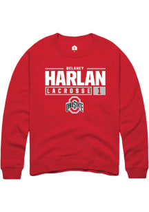 Delaney Harlan Rally Mens Red Ohio State Buckeyes NIL Stacked Box Crew Sweatshirt