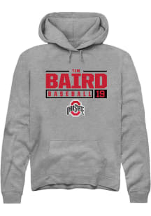 Tim Baird  Rally Ohio State Buckeyes Mens Grey NIL Stacked Box Long Sleeve Hoodie