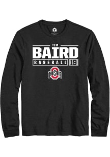Tim Baird  Ohio State Buckeyes Black Rally NIL Stacked Box Long Sleeve T Shirt