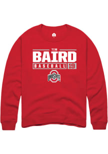 Tim Baird  Rally Ohio State Buckeyes Mens Red NIL Stacked Box Long Sleeve Crew Sweatshirt