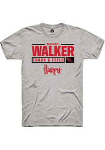 Meghan Walker Ash Nebraska Cornhuskers NIL Stacked Box Short Sleeve T Shirt