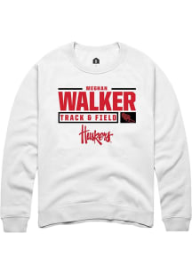 Meghan Walker Rally Mens White Nebraska Cornhuskers NIL Stacked Box Crew Sweatshirt