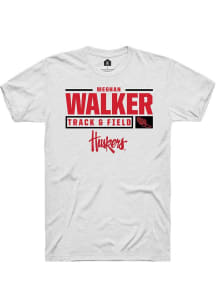 Meghan Walker White Nebraska Cornhuskers NIL Stacked Box Short Sleeve T Shirt