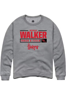 Meghan Walker Rally Mens Graphite Nebraska Cornhuskers NIL Stacked Box Crew Sweatshirt