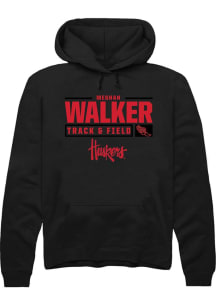 Meghan Walker Rally Mens Black Nebraska Cornhuskers NIL Stacked Box Hooded Sweatshirt