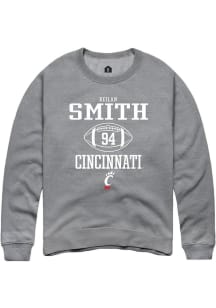 Keilan Smith  Rally Cincinnati Bearcats Mens Grey NIL Sport Icon Long Sleeve Crew Sweatshirt