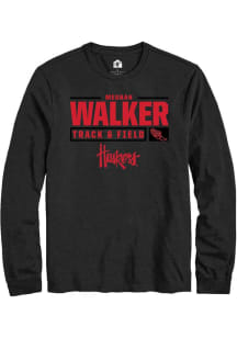 Meghan Walker Rally Mens Black Nebraska Cornhuskers NIL Stacked Box Tee