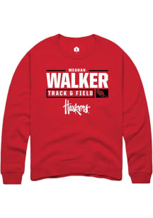Meghan Walker Rally Mens Red Nebraska Cornhuskers NIL Stacked Box Crew Sweatshirt