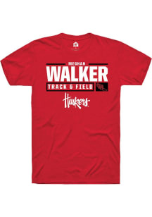 Meghan Walker Red Nebraska Cornhuskers NIL Stacked Box Short Sleeve T Shirt