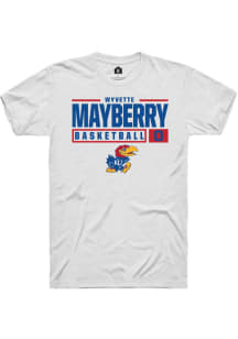 Wyvette Mayberry  Kansas Jayhawks White Rally NIL Stacked Box Short Sleeve T Shirt