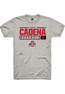 Isaac Cadena  Ohio State Buckeyes Ash Rally NIL Stacked Box Short Sleeve T Shirt