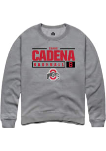 Isaac Cadena  Rally Ohio State Buckeyes Mens Grey NIL Stacked Box Long Sleeve Crew Sweatshirt