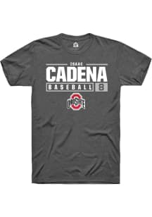 Isaac Cadena  Ohio State Buckeyes Dark Grey Rally NIL Stacked Box Short Sleeve T Shirt