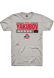 Reece Yakubov  Ohio State Buckeyes Ash Rally NIL Stacked Box Short Sleeve T Shirt