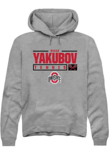 Reece Yakubov  Rally Ohio State Buckeyes Mens Graphite NIL Stacked Box Long Sleeve Hoodie