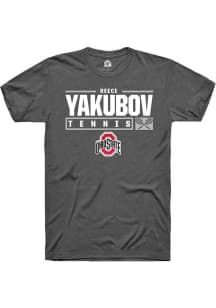 Reece Yakubov  Ohio State Buckeyes Dark Grey Rally NIL Stacked Box Short Sleeve T Shirt
