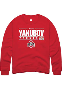 Reece Yakubov  Rally Ohio State Buckeyes Mens Red NIL Stacked Box Long Sleeve Crew Sweatshirt