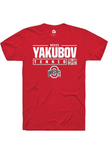 Reece Yakubov  Ohio State Buckeyes Red Rally NIL Stacked Box Short Sleeve T Shirt