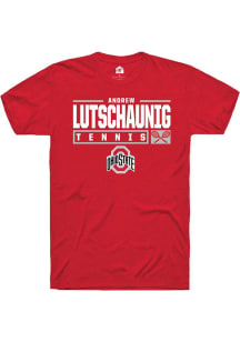 Andrew Lutschaunig  Ohio State Buckeyes Red Rally NIL Stacked Box Short Sleeve T Shirt