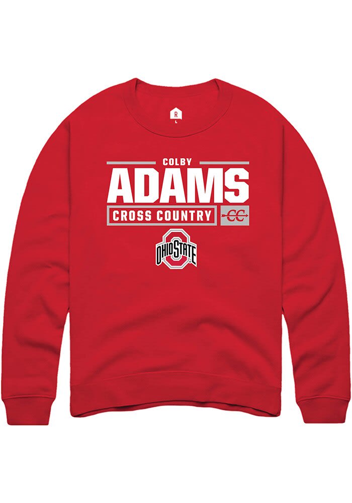 Colby Adams Mens Red Ohio State Buckeyes NIL Stacked Box Long Sleeve ...
