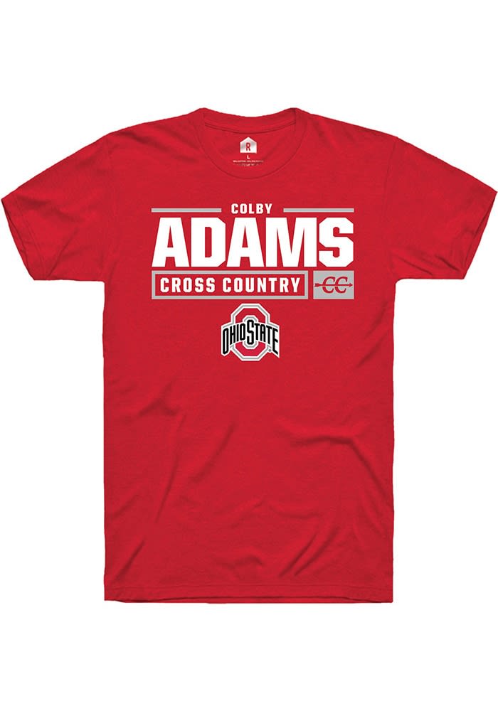 Colby Adams Red Ohio State Buckeyes NIL Stacked Box Short Sleeve T ...