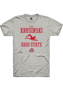 Annie Krusinski  Ohio State Buckeyes Ash Rally NIL Sport Icon Short Sleeve T Shirt