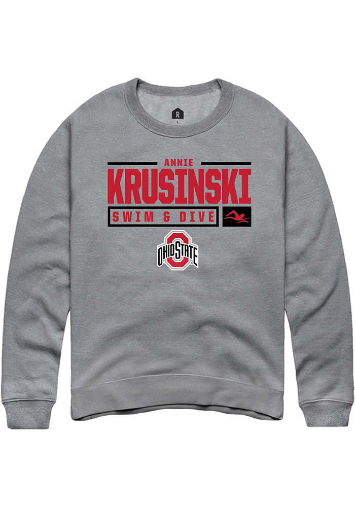 Annie Krusinski Rally Ohio State Buckeyes Mens NIL Stacked Box Long Sleeve Crew Sweatshirt