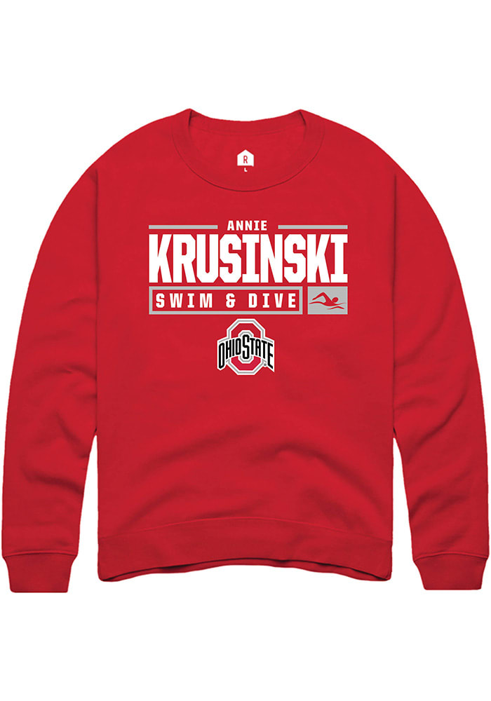 Annie Krusinski Rally Ohio State Buckeyes Mens NIL Stacked Box Long Sleeve Crew Sweatshirt