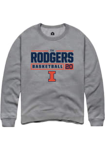 Ty Rodgers  Rally Illinois Fighting Illini Mens Grey NIL Stacked Box Long Sleeve Crew Sweatshirt