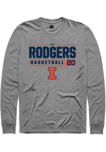 Ty Rodgers  Illinois Fighting Illini Grey Rally NIL Stacked Box Long Sleeve T Shirt