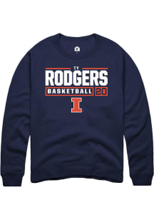 Ty Rodgers  Rally Illinois Fighting Illini Mens Navy Blue NIL Stacked Box Long Sleeve Crew Sweat..