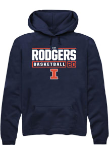 Ty Rodgers  Rally Illinois Fighting Illini Mens Navy Blue NIL Stacked Box Long Sleeve Hoodie