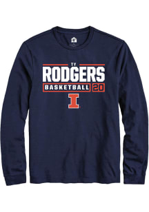 Ty Rodgers  Illinois Fighting Illini Navy Blue Rally NIL Stacked Box Long Sleeve T Shirt