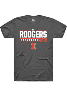 Ty Rodgers  Illinois Fighting Illini Dark Grey Rally NIL Stacked Box Short Sleeve T Shirt